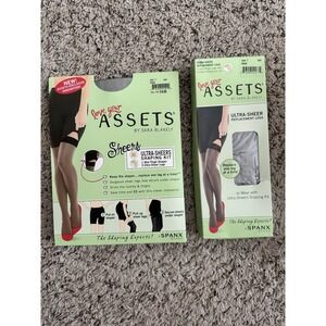 Spanx Stockings Love Your Assets Ultra Sheer Shaping‎ Kit Black AND Replacement